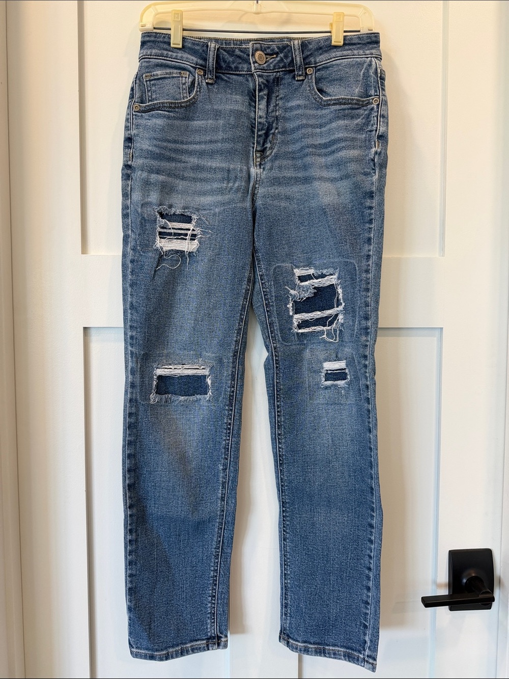 Maurices Distressed Blue Straight Leg Jeans